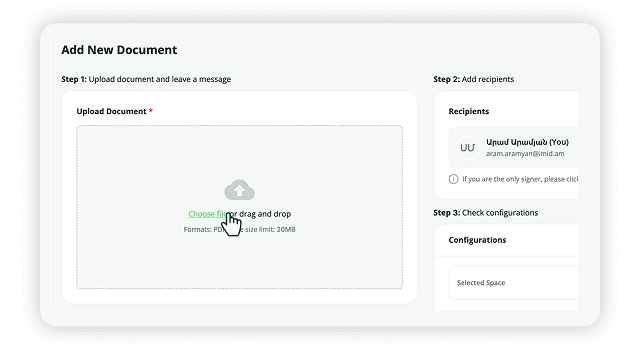 Click “Choose File” and upload the required document